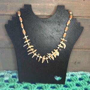 Shell And Wood Beaded Necklace
